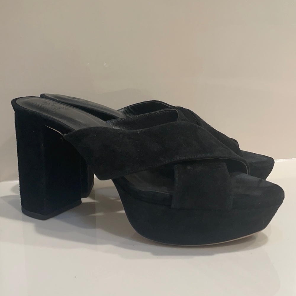 Stone Cold Fox x Raye Black Suede Heels. Size 7.5